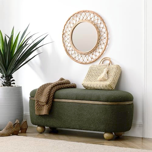 Dark Blue Upholstered Storage Ottoman Bench G6959