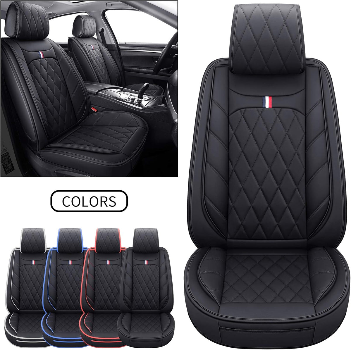 2 PCS Front Waterproof Leather Car Seat Covers J634751