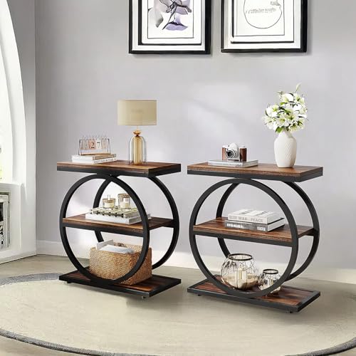 3-Tier Narrow Wood Side Table with Storage L121889