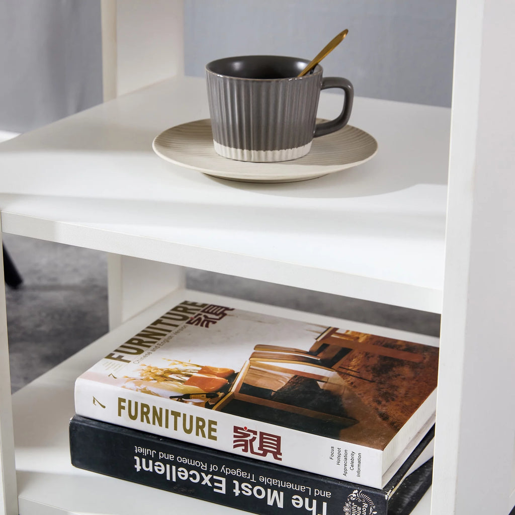 White 3 Tier Wood Square Nightstand R66896