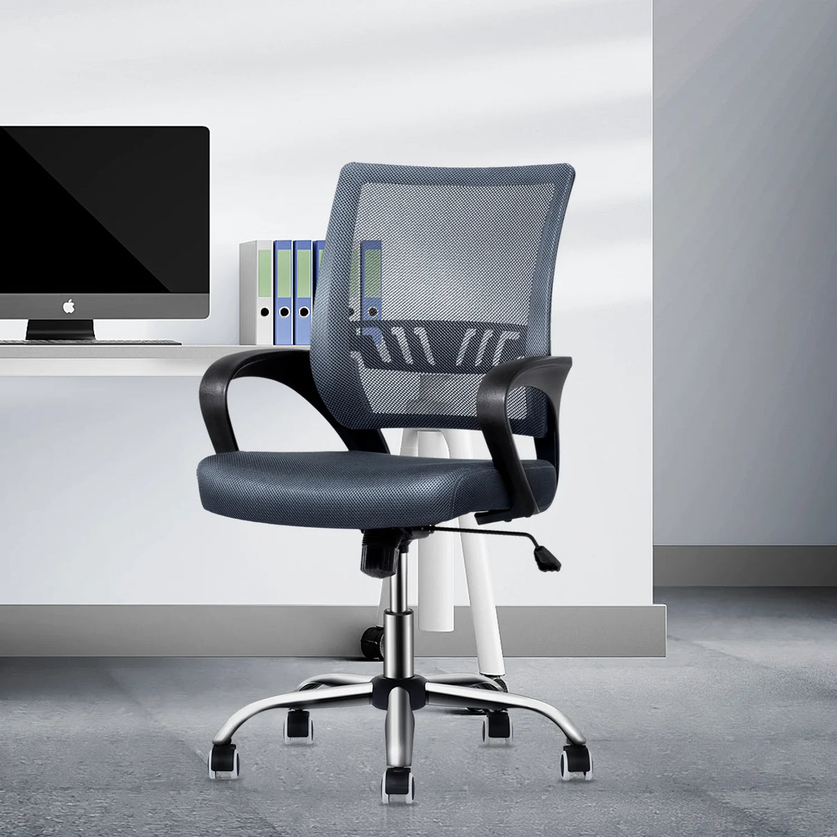 Grey Mesh Ergonomic Office Chair with Lumbar Support X6989