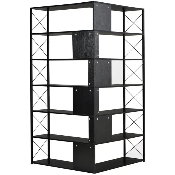 7-Tier L-Shaped Corner Bookcase with Metal Frame D3159