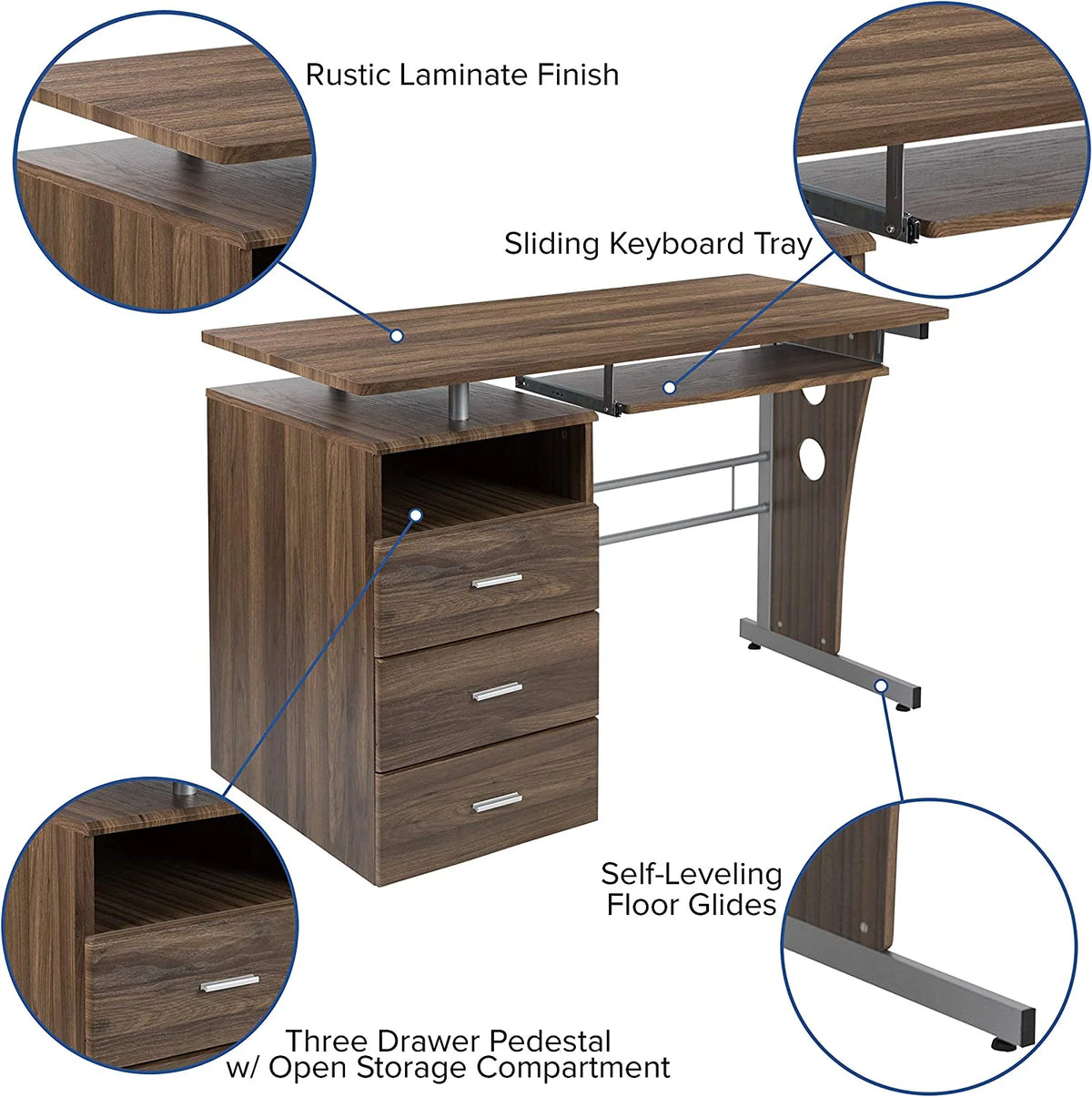 Walnut Desk with Three Drawer T67798