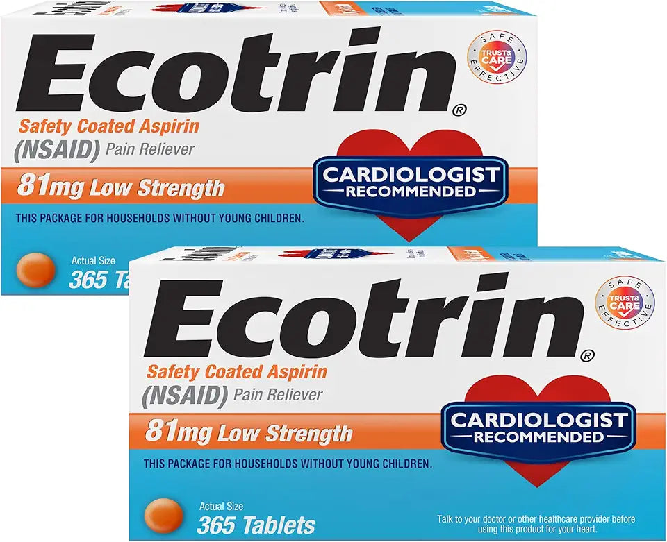 Safety Coated Aspirin Pain Reliever Tablets 81mg 365 ct Pack of 2 M591