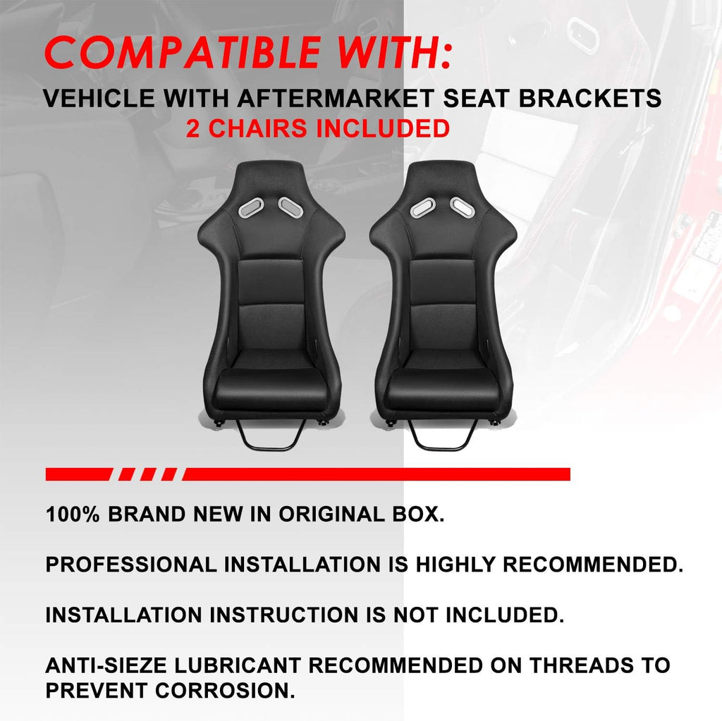 Black Fabric Bucket Racing Seats, Set of 2 P786