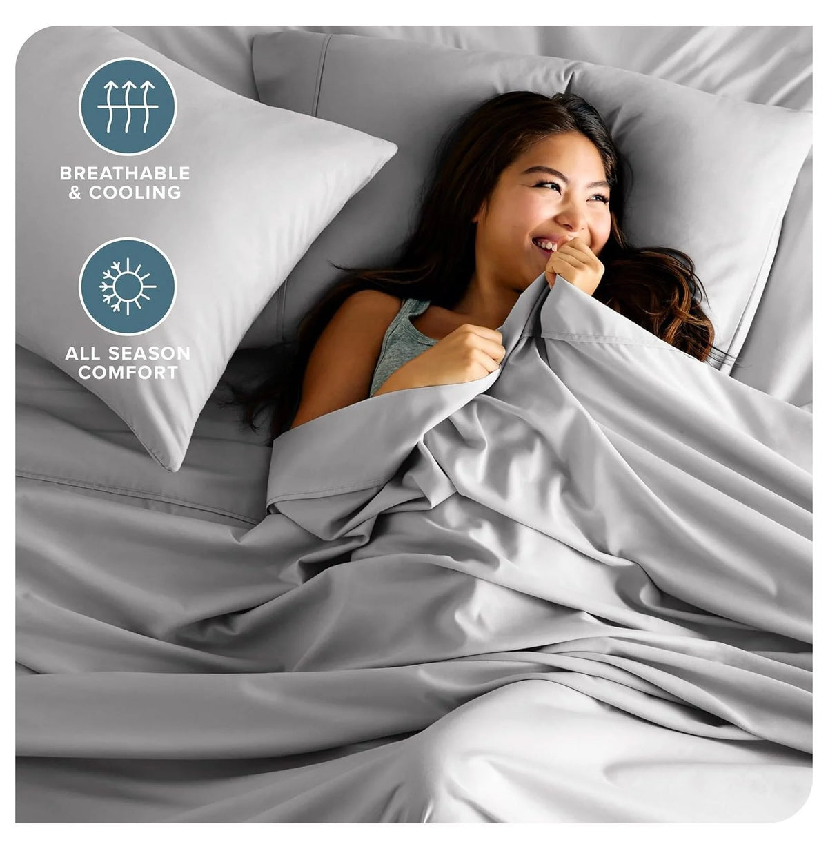 Light Grey 4 Piece Flex King Microfiber Bed Sheet Set D72739