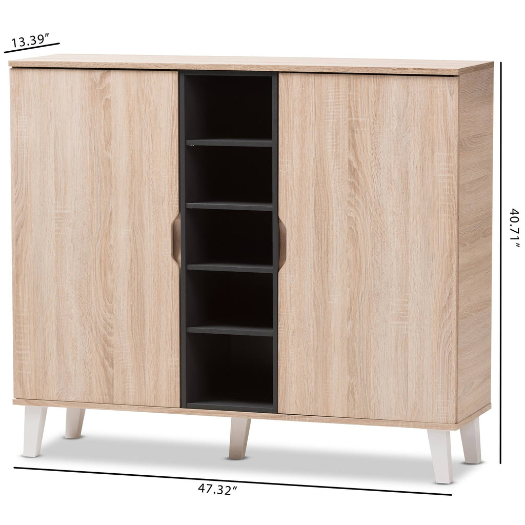 Oak and Grey Wood Storage Cabinet M7184