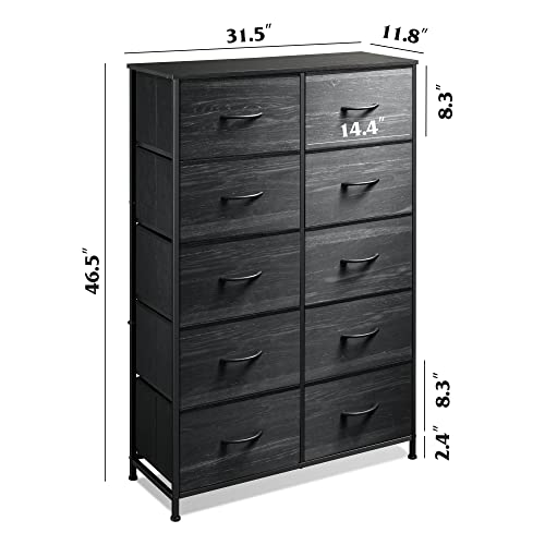 Black 10 Drawer Tall Dresser B54070