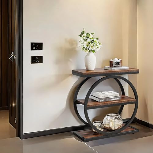 3-Tier Narrow Wood Side Table with Storage L121889