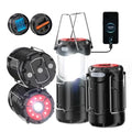 2 Pack Collapsible LED Camping Lantern, USB C Rechargeable Battery Powered Emergency Light with Flashlight and Magnetic Base, Black A9460