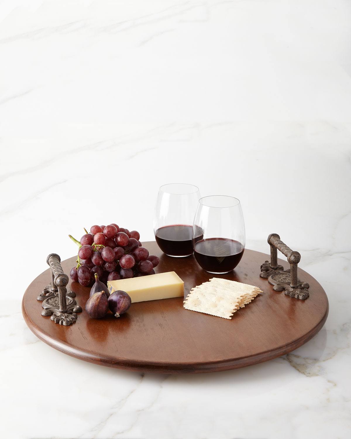 Wood Lazy Susan with Metal Handles P3827