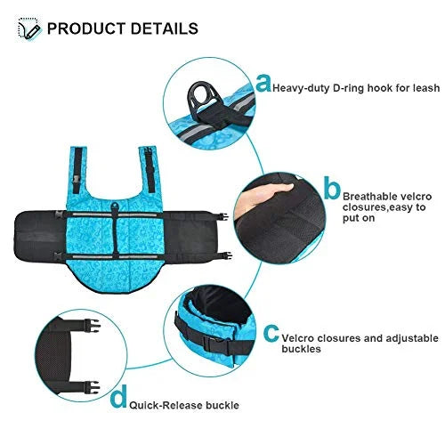 Adjustable Dog Life Jacket with Reflective Stripes W248