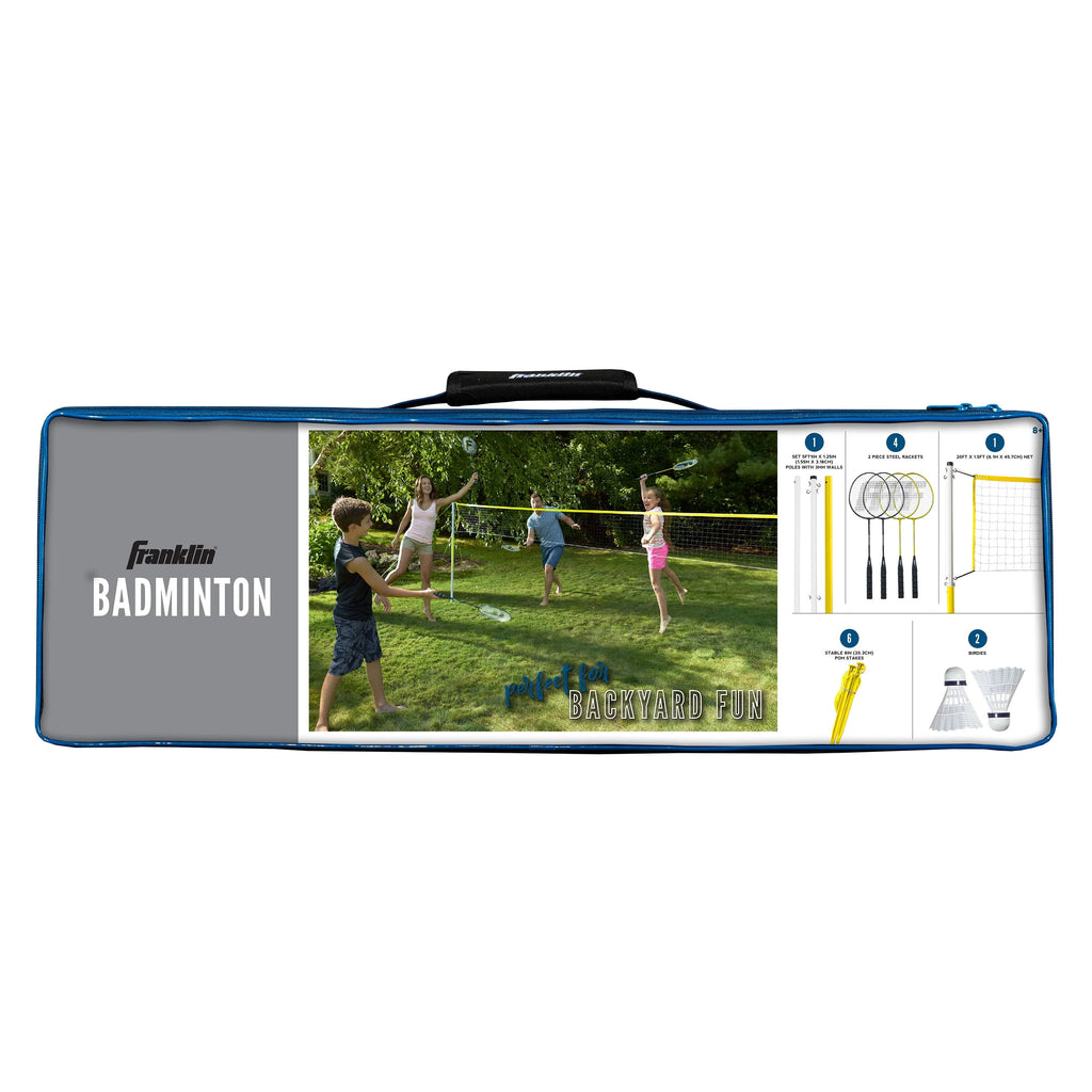 Badminton Net Family Set with 4 Steel Rackets and 2 Birdies A7168