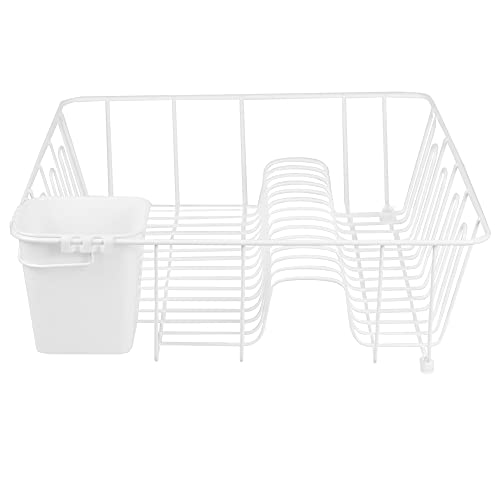 Black Vinyl Coated Wire Dish Drying Rack with Square Utensil Holder Z900934