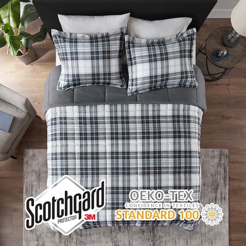 Black King 3 Piece Plaid Comforter Set F7779