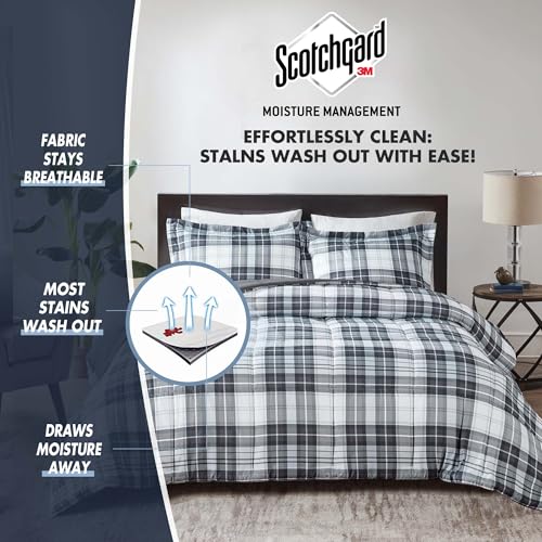Black King 3 Piece Plaid Comforter Set F7779