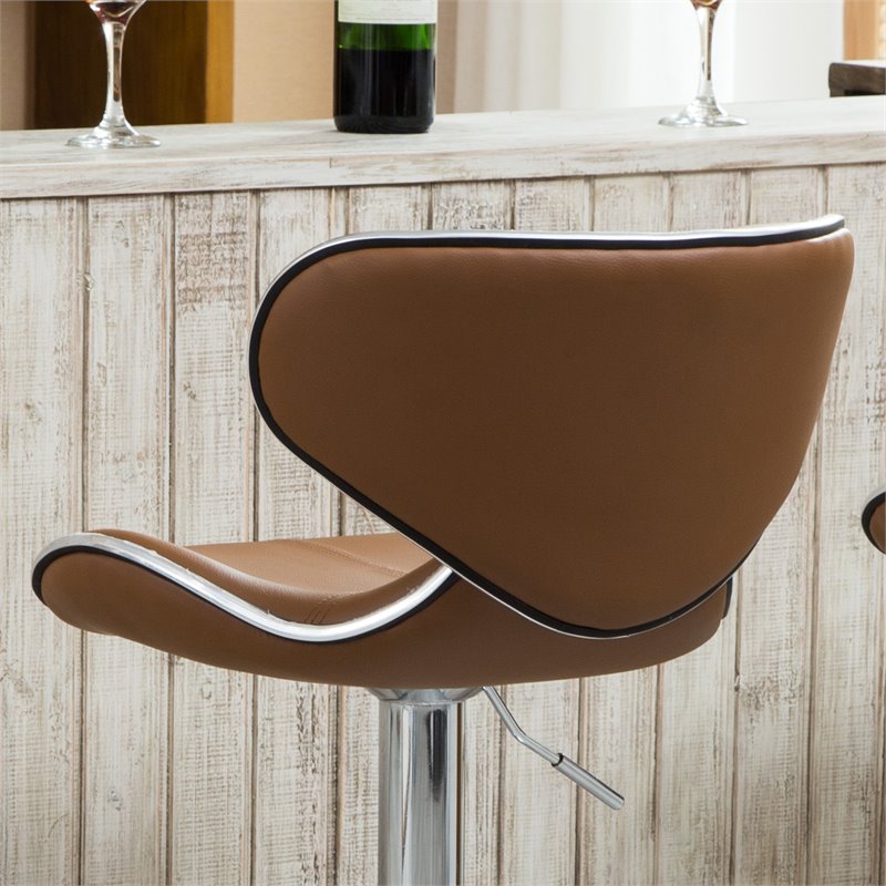 Faux Leather Swivel Barstool in Camel - Set of 4 R6582