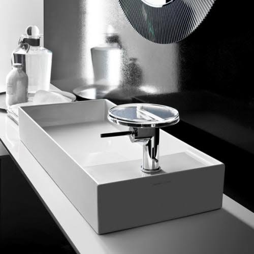 White Rectangular Wall Mount Bathroom Sink with One Tap Hole N401127