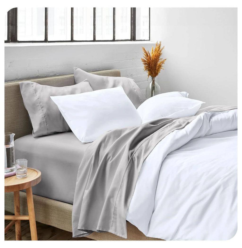 Light Grey 4 Piece Flex King Microfiber Bed Sheet Set D72739