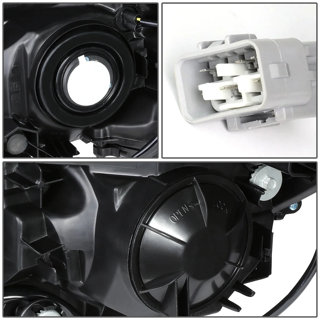 Pair Projector Headlight Chrome Housing Clear Side Headlamps Left + Right I8545