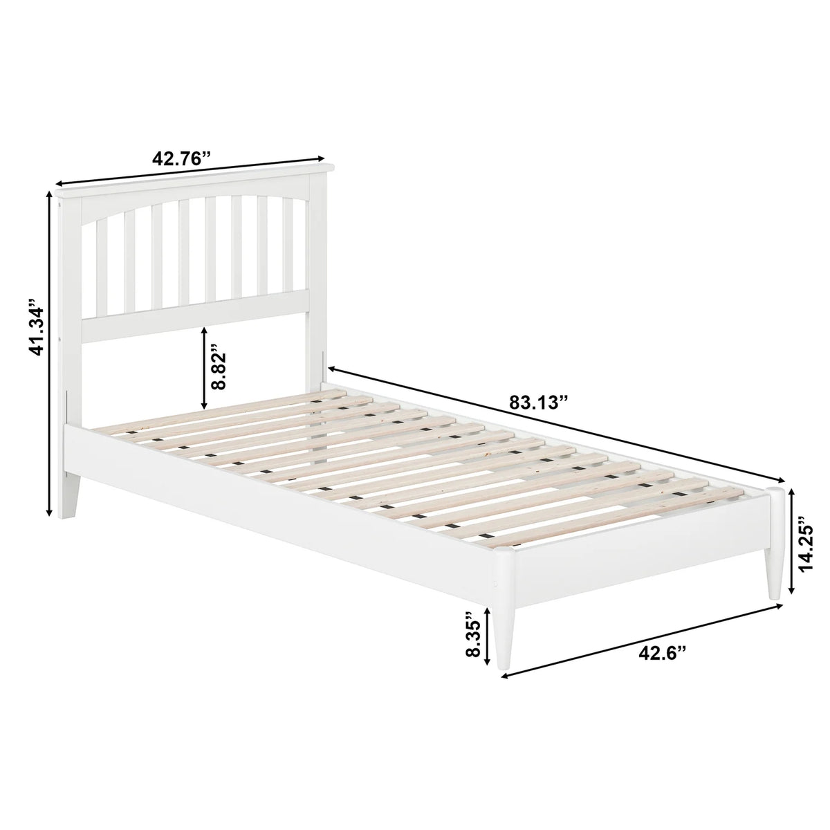 White Twin XL Solid Wood Low Profile Platform Bed L984864