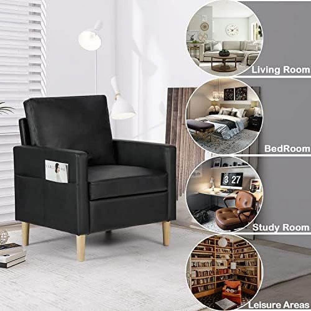 Black Faux Leather Accent Arm Chair X730952