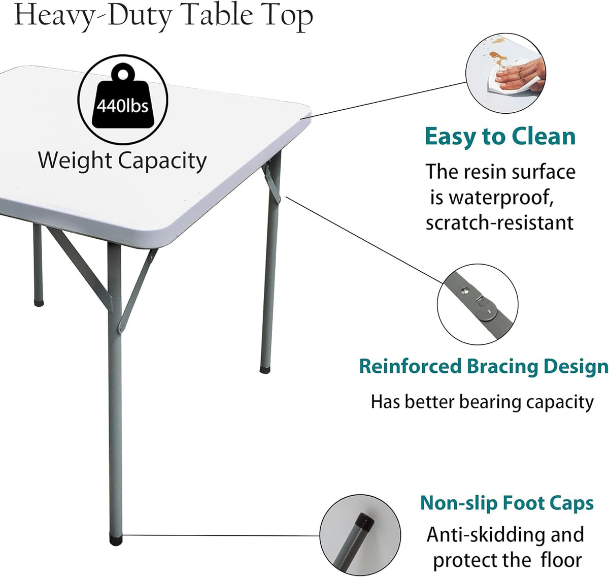 White Square Folding Plastic Table A7013