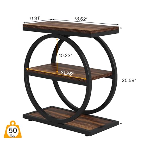 3-Tier Narrow Wood Side Table with Storage L121889