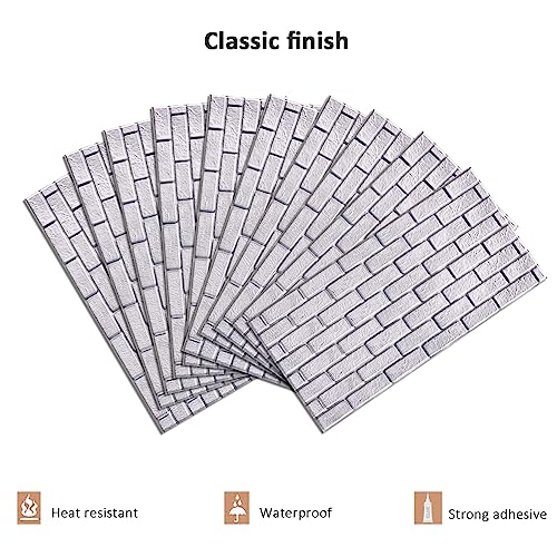 10Pcs 3D Wall Panels Peel and Stick PVC Faux Stone Backsplash Y2004