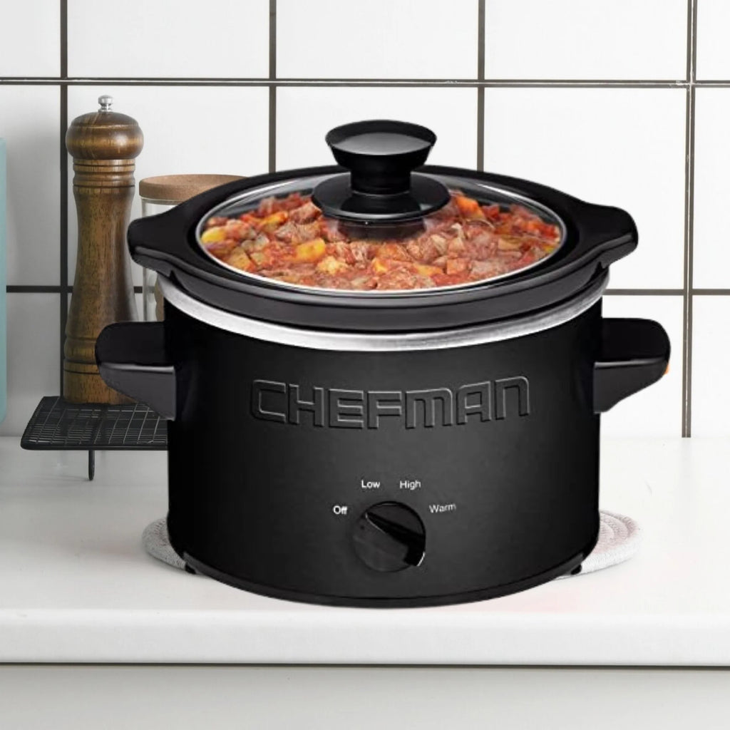 1.5 Quart Black Slow Cooker with Removable Crock and Storage Carrier Y47814