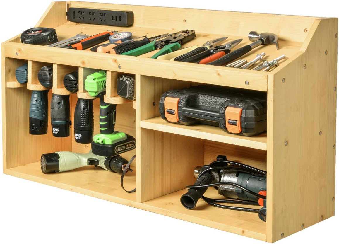Wall Mount Drill Charging Station with 5 Hanging Slots P95934