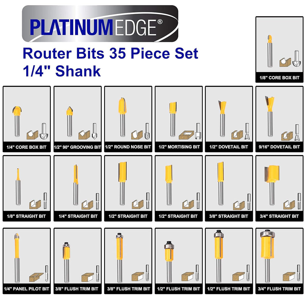 35 Piece Tungsten Carbide Router Bits Set with 1/4 Shank R159938