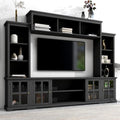 Black Entertainment Wall Unit with Glass Doors & Shelves E737183