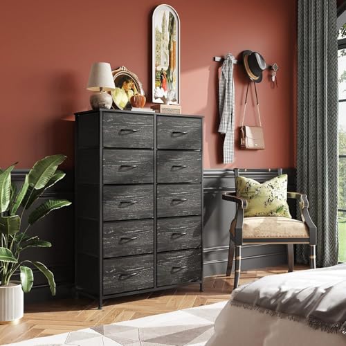 Black 10 Drawer Tall Dresser B54070
