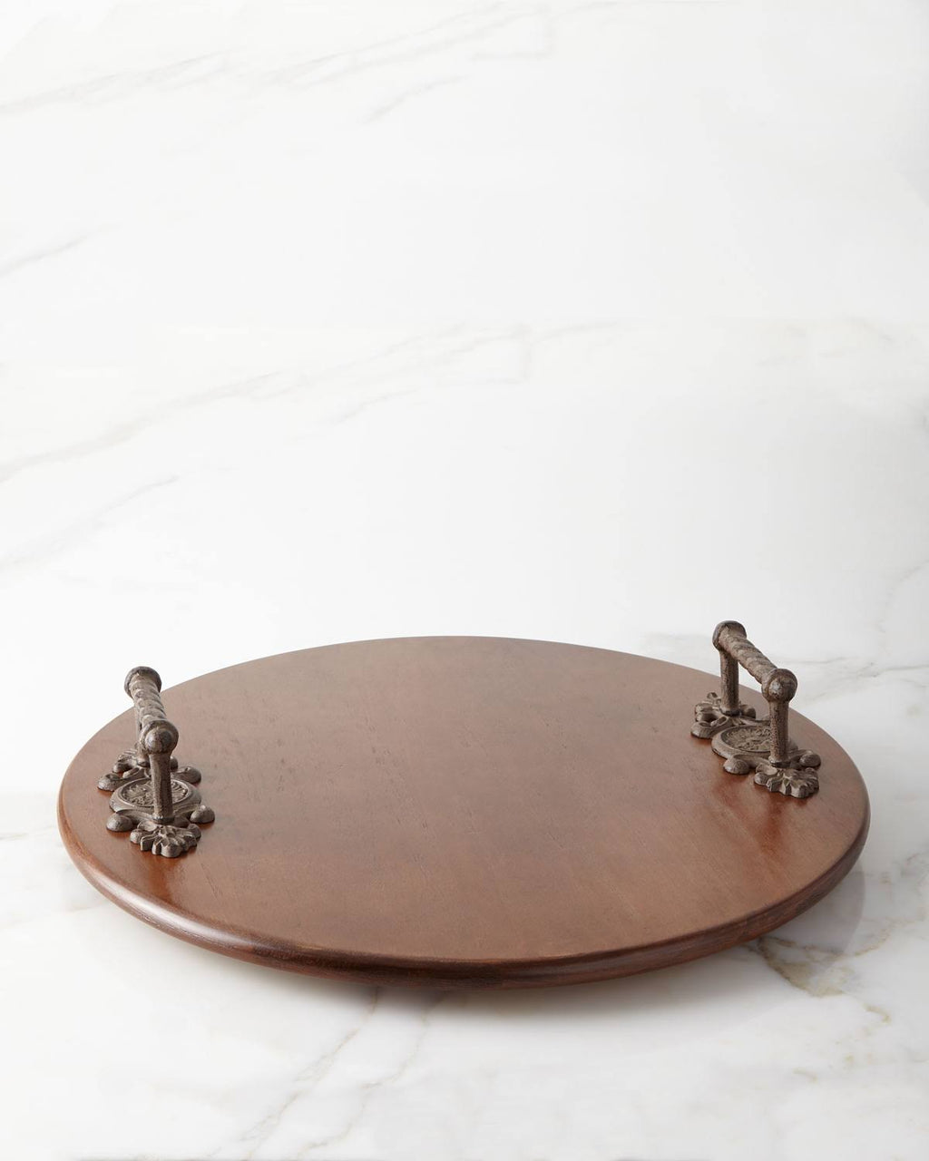 Wood Lazy Susan with Metal Handles P3827