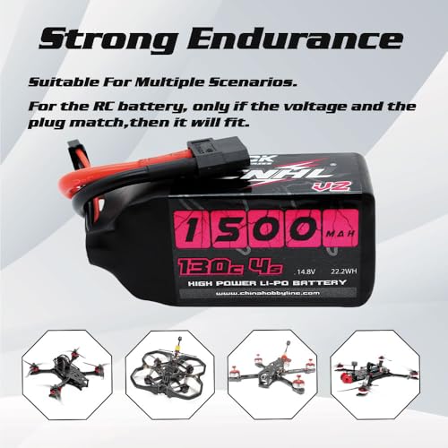 1500mAh 130C 4S Lipo Battery 14.8V with XT60 Plug (2 Packs) D190