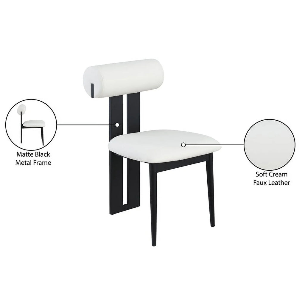 Cream Vegan Leather Dining Chair Set of 2 T608