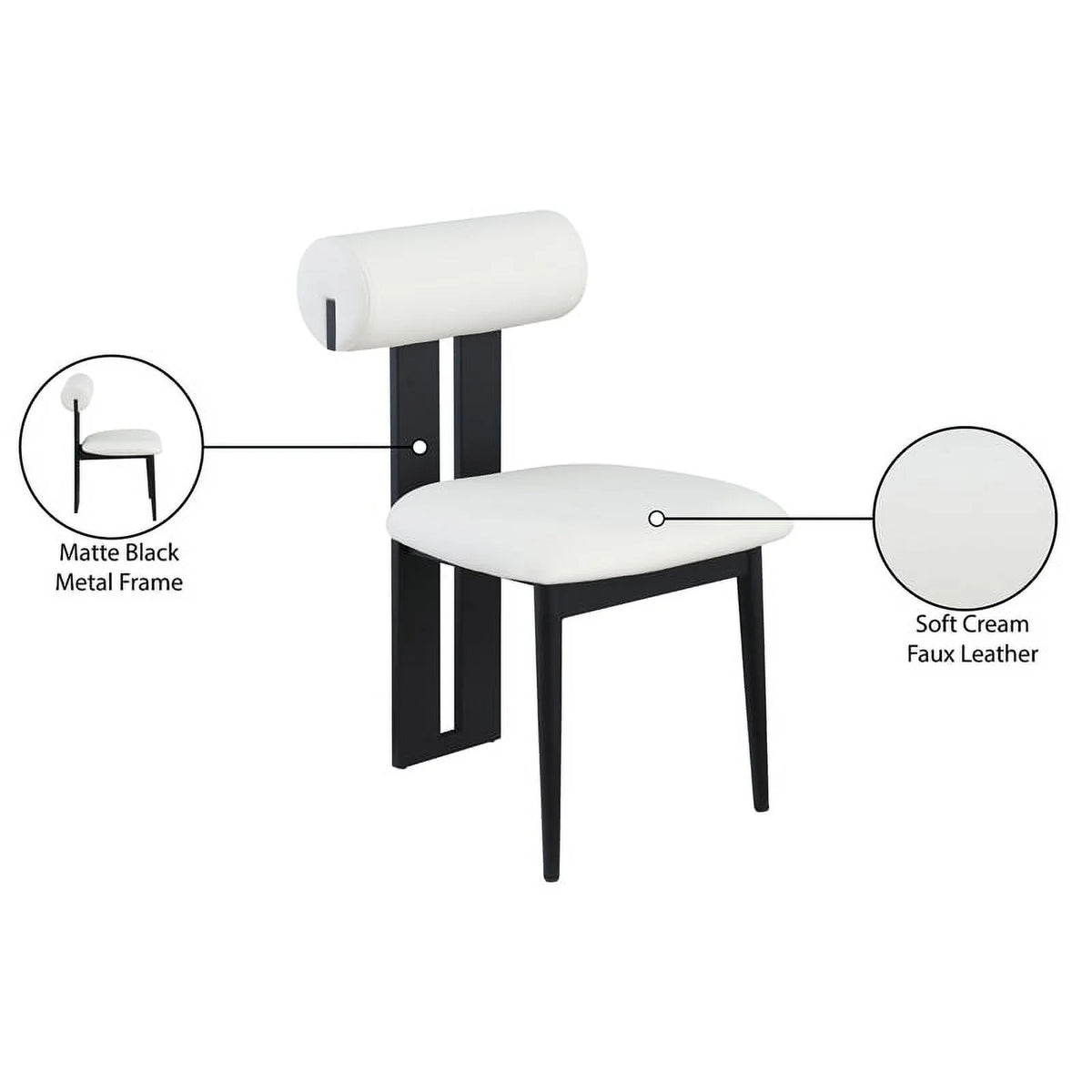 Cream Vegan Leather Dining Chair Set of 2 T608
