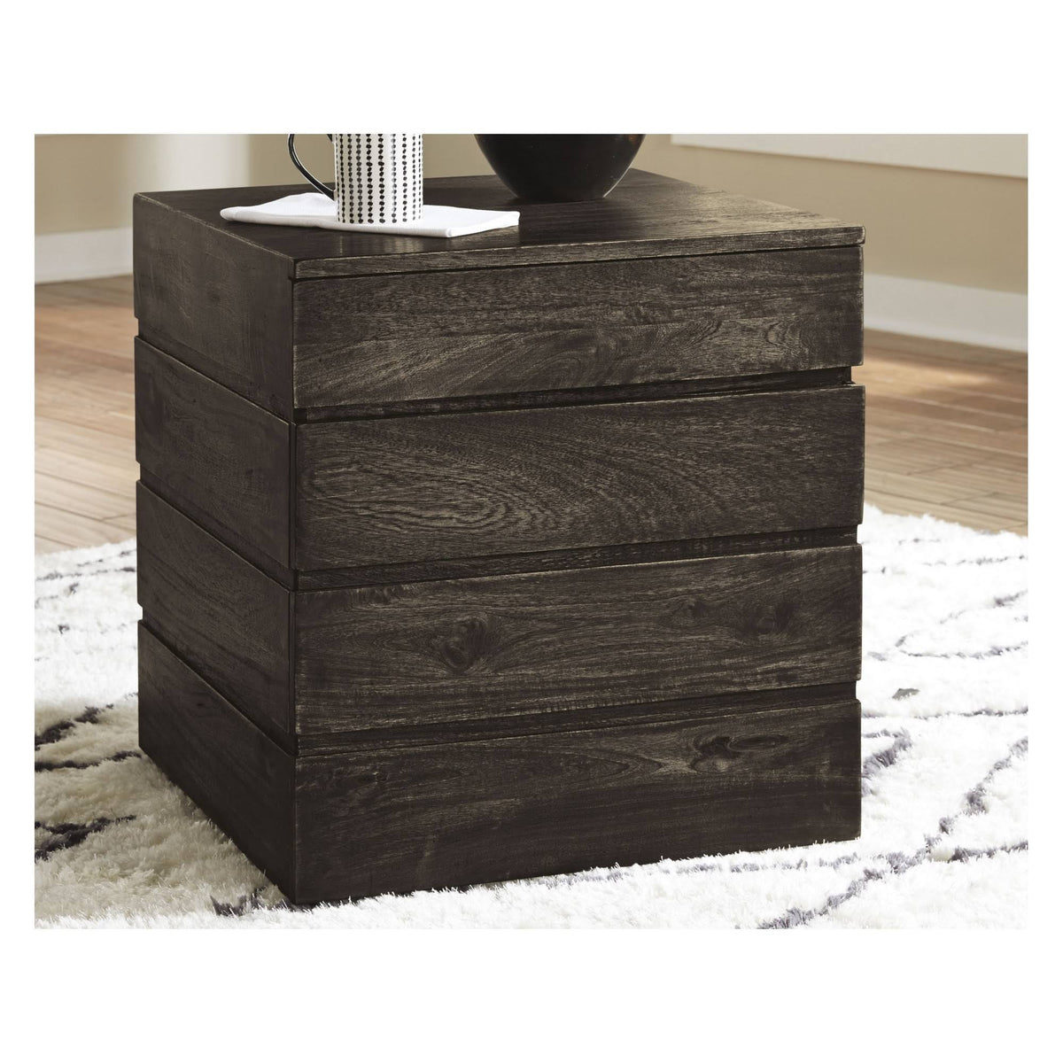 Transparent Black Square End Table M839