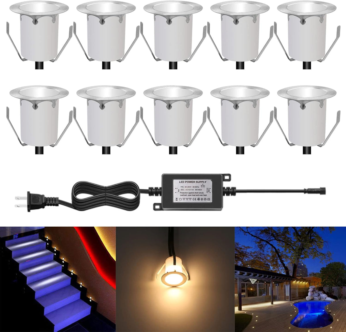 Warm White IP67 Waterproof 12V LED Deck Lighting Kit 20 Pack D67061
