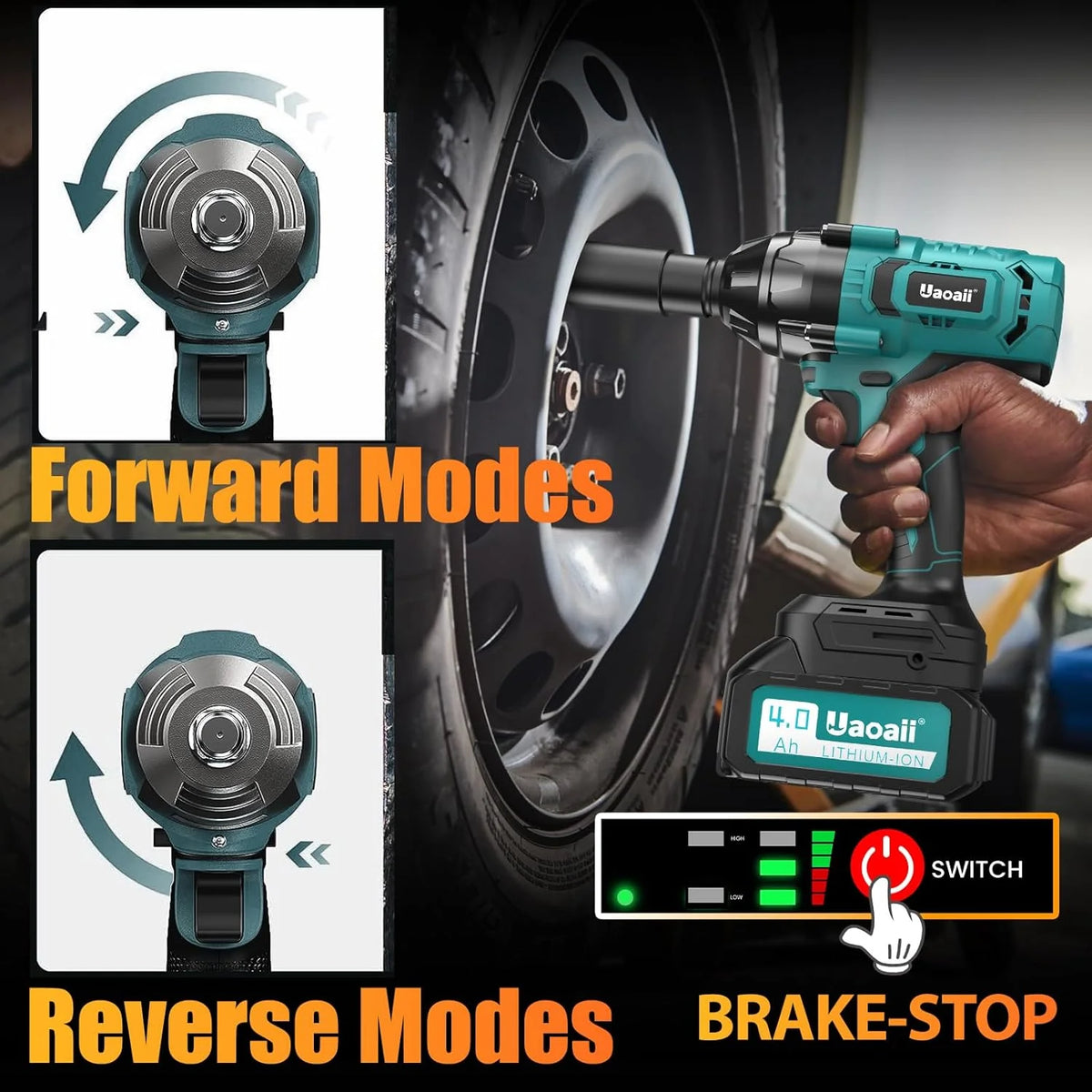 1000Nm Cordless Impact Wrench with 2X 4.0Ah Batteries S859829