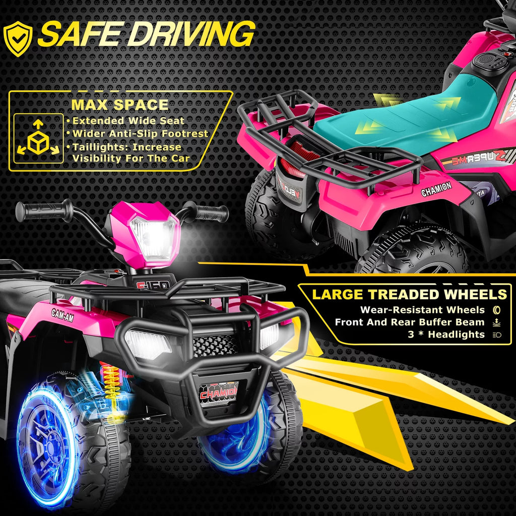 12V Kids Ride on ATV 4-Wheeler Quad Electric Car Rose Red R2265