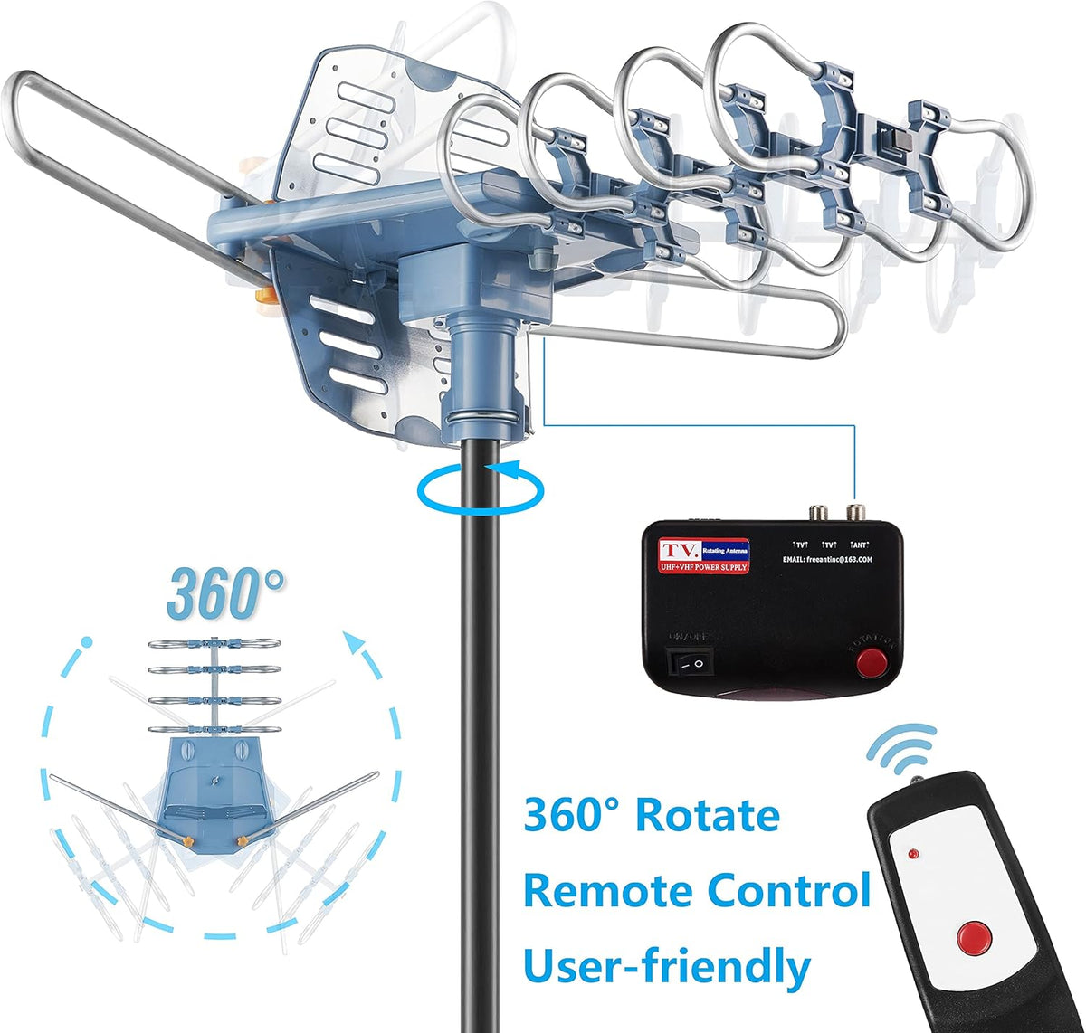 60FT RG6 Coaxial Cable Digital Outdoor Antenna F777
