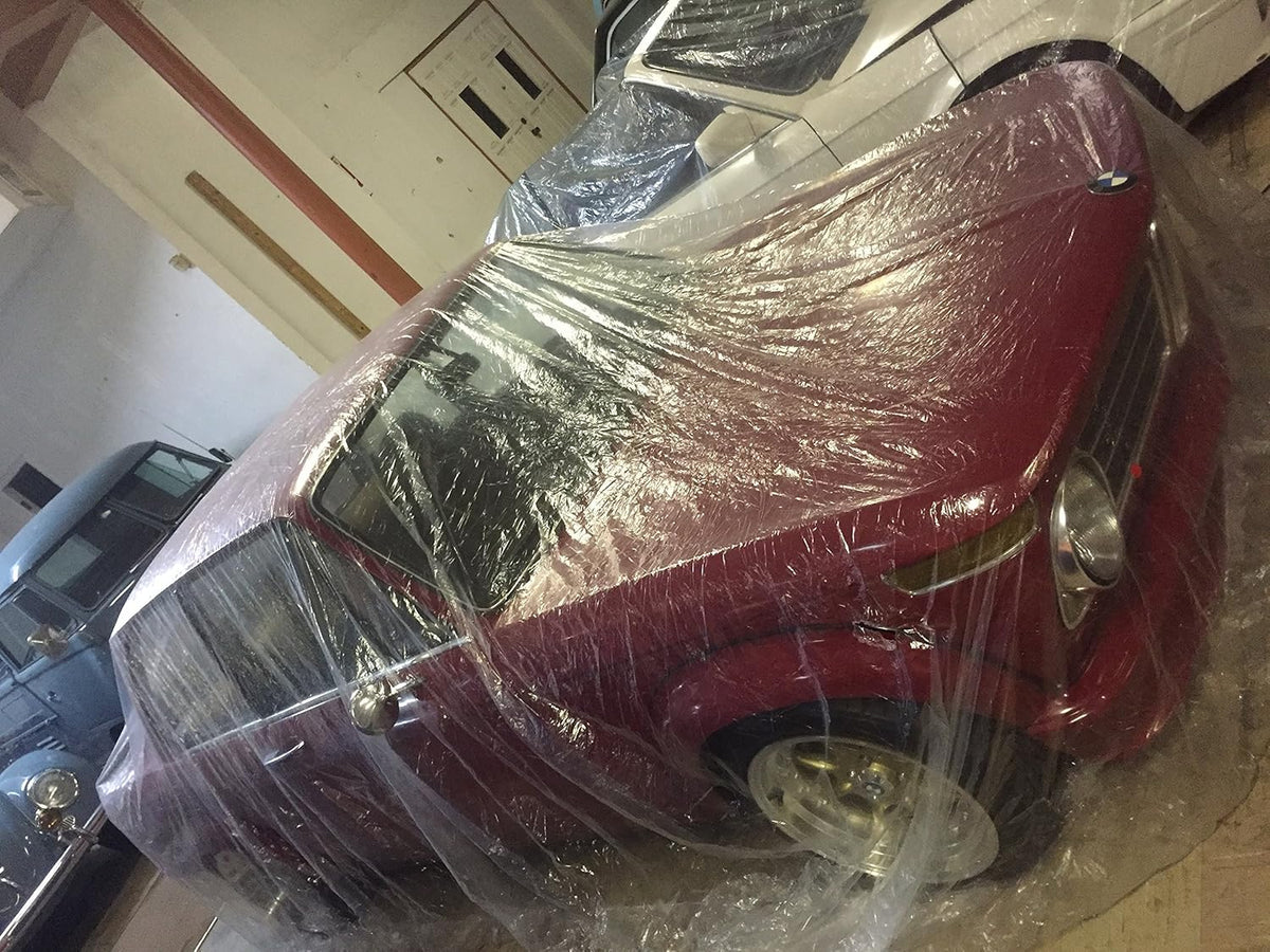 5 Pack Disposable Plastic Car Cover with Elastic Band Medium Size M3321
