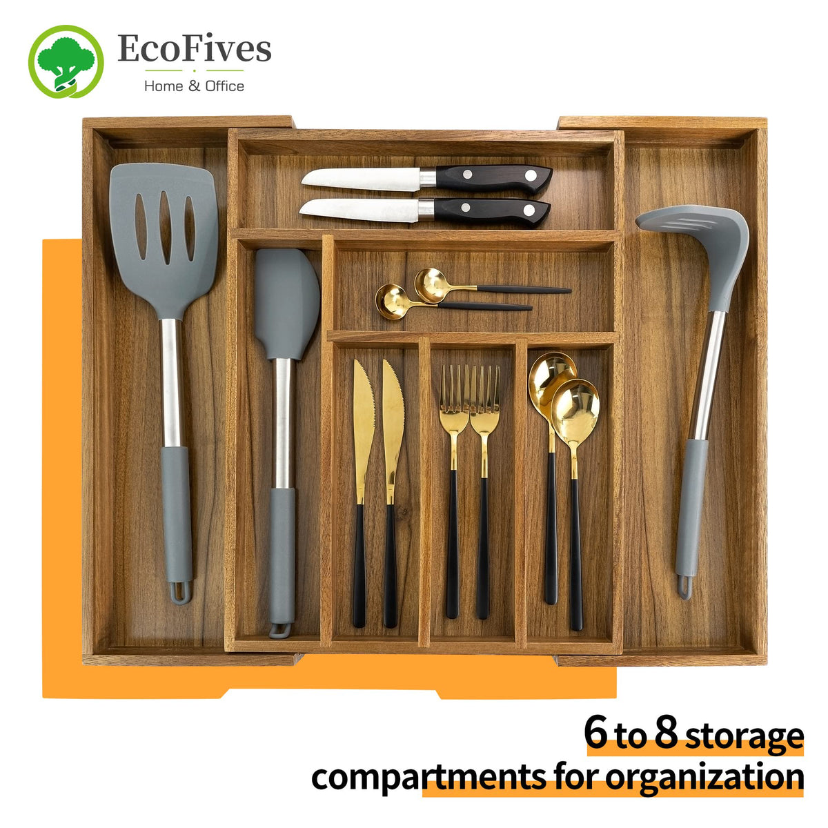 Acacia 8 Compartment Cutlery Tray Organizer T8768