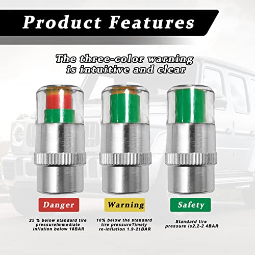 Universal 32PSI Tire Pressure Monitor Valve Stem Caps H4950