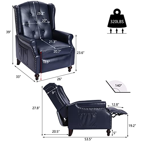 Tufted Fabric Pushback Recliner Chair with Remote Control R1509