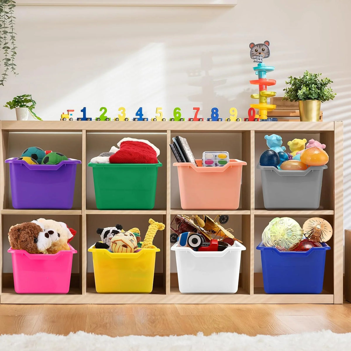 24 Pcs Plastic Stackable Storage Bins Assorted Colors D36619