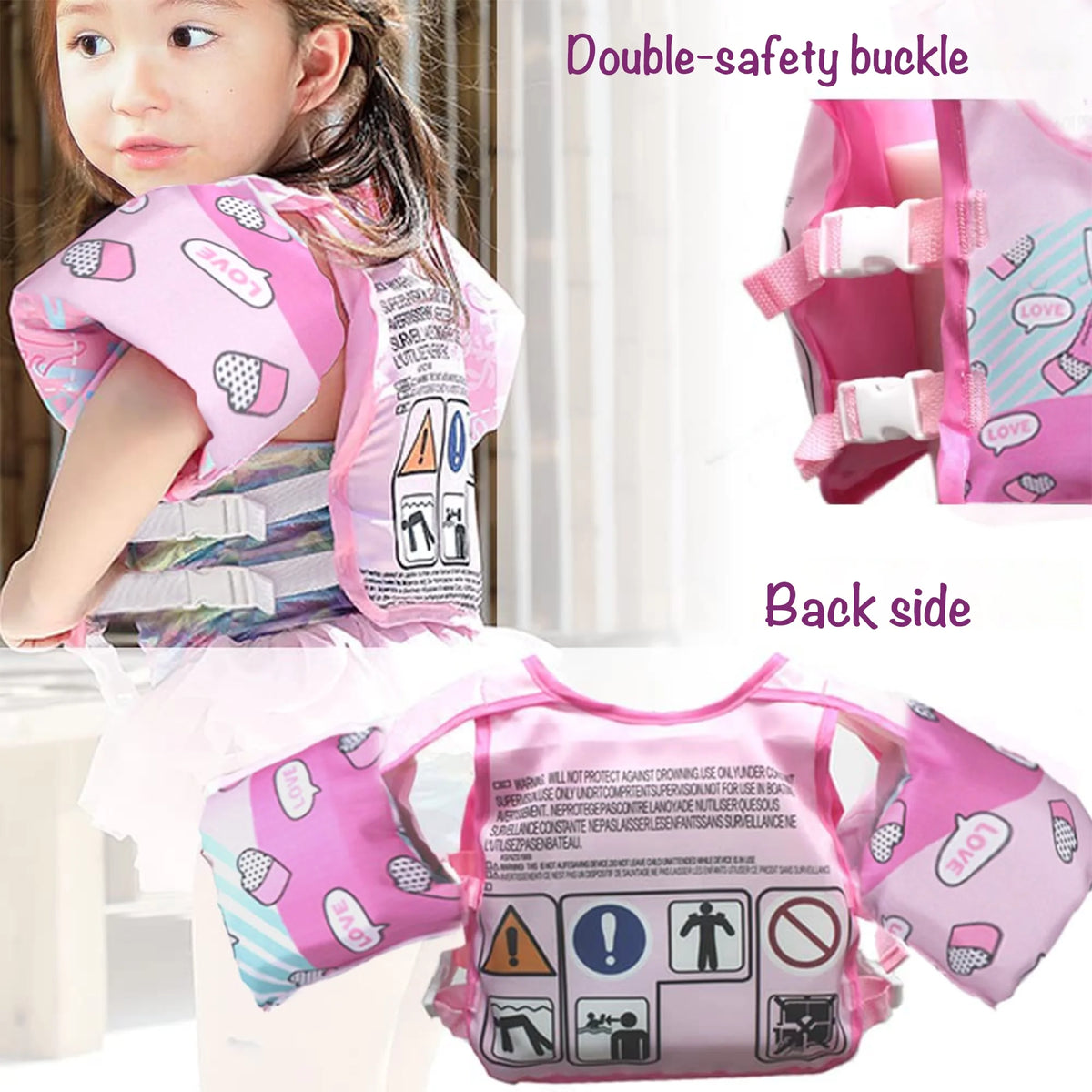Kids Swim Vest Life Jacket with Shoulder Harness Arm Wings K986399