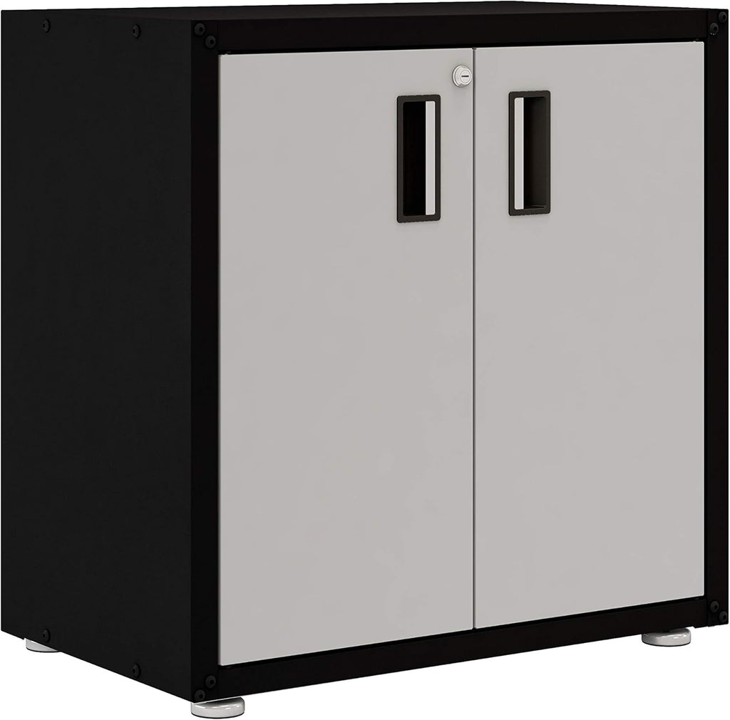 White and Grey Steel Cabinet with Two Doors P542930